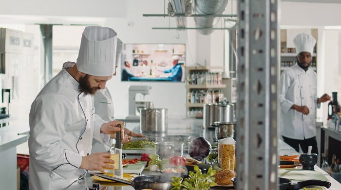 A chef preparing food