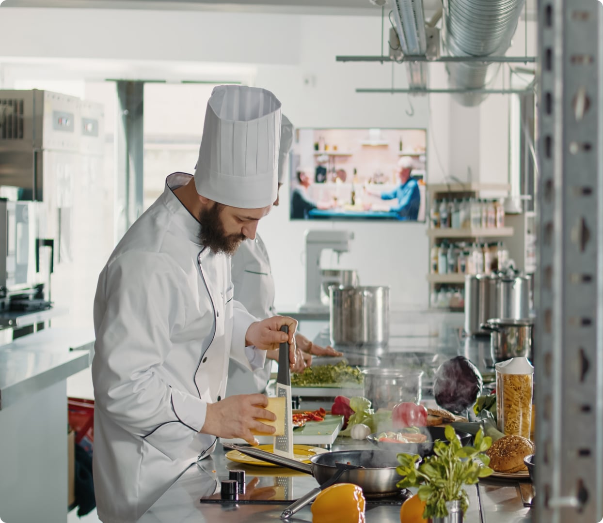 A chef preparing food