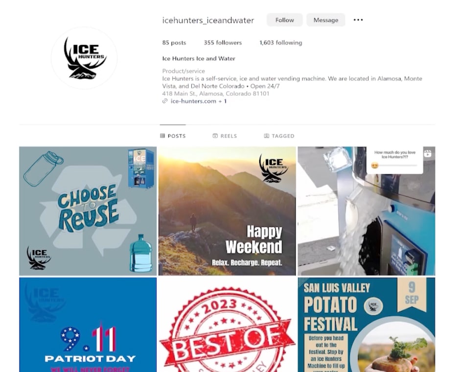 A screenshot of the Ice Hunters Instagram account
